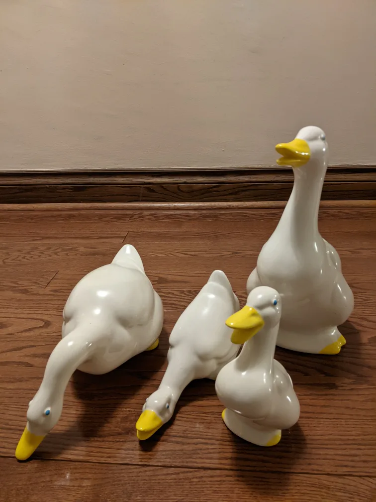 Set of Four Ceramic Goose Figurines image indicator(4)