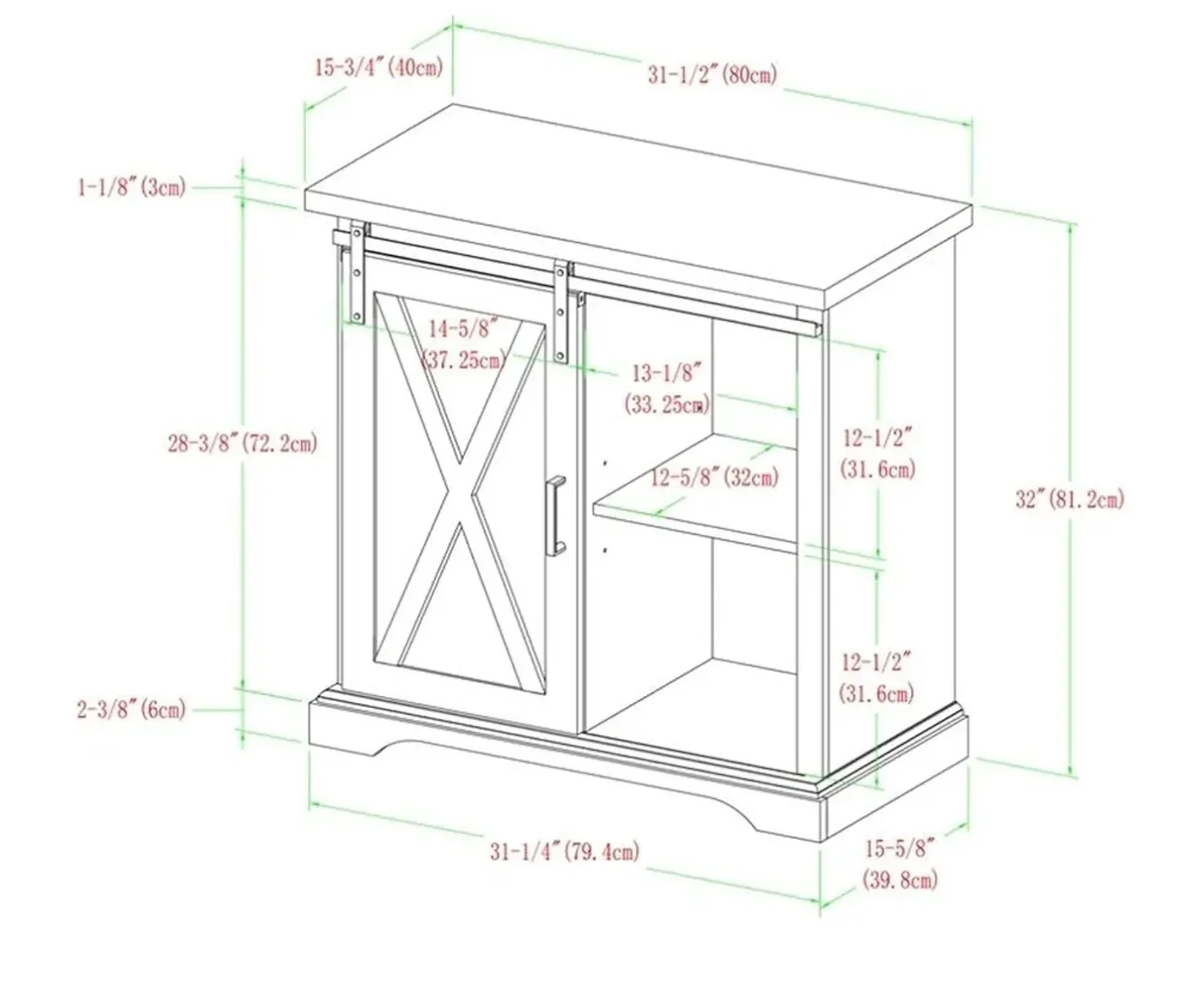 BRAND NEW Grey Wash Farmhouse Sliding Barn Door Cabinet image indicator(3)
