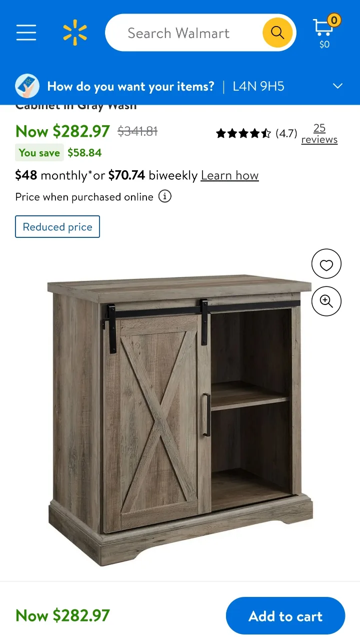 BRAND NEW Grey Wash Farmhouse Sliding Barn Door Cabinet image indicator(6)