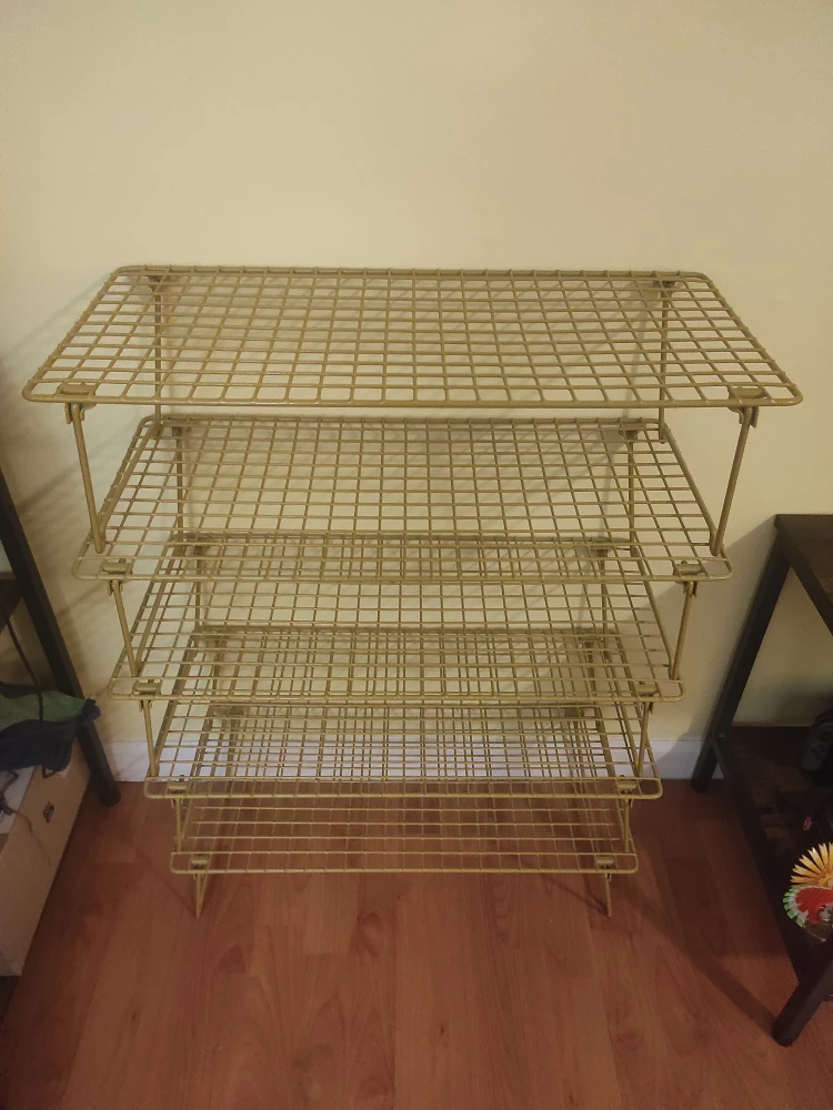 Vintage Mustard Yellow Metal 5-Tier Shoe Rack - photo 2