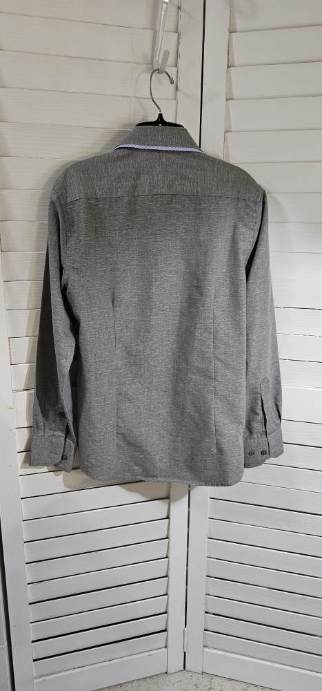 Men's Dudalina Sport Slim Fit Grey Long Sleeve Button-Down Shirt - photo 5