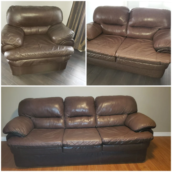 Brown Leather Sofa Set - Loveseat, Sofa, and Chair