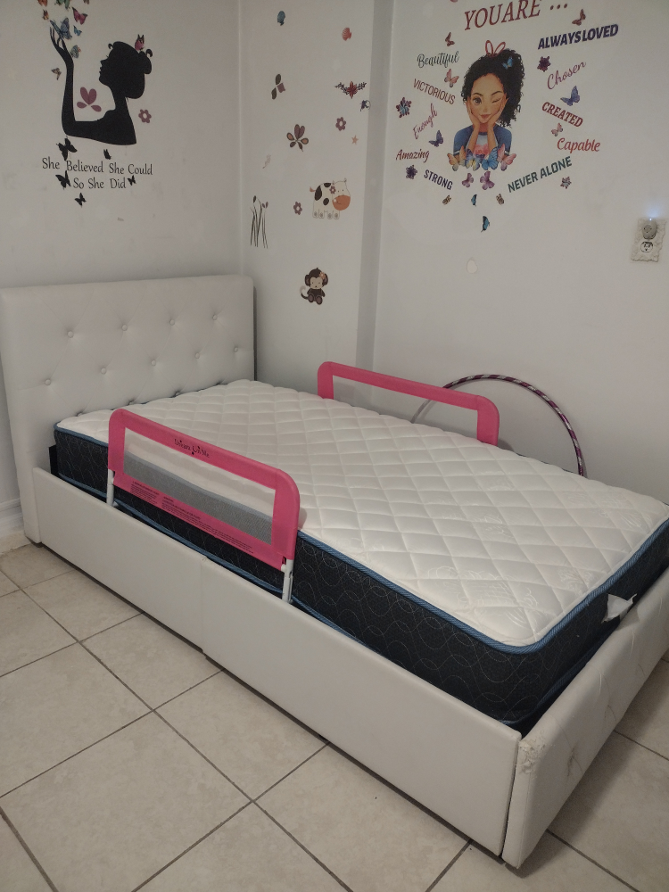 Twin Bed Frame with Storage and Toddler Rail - photo 2