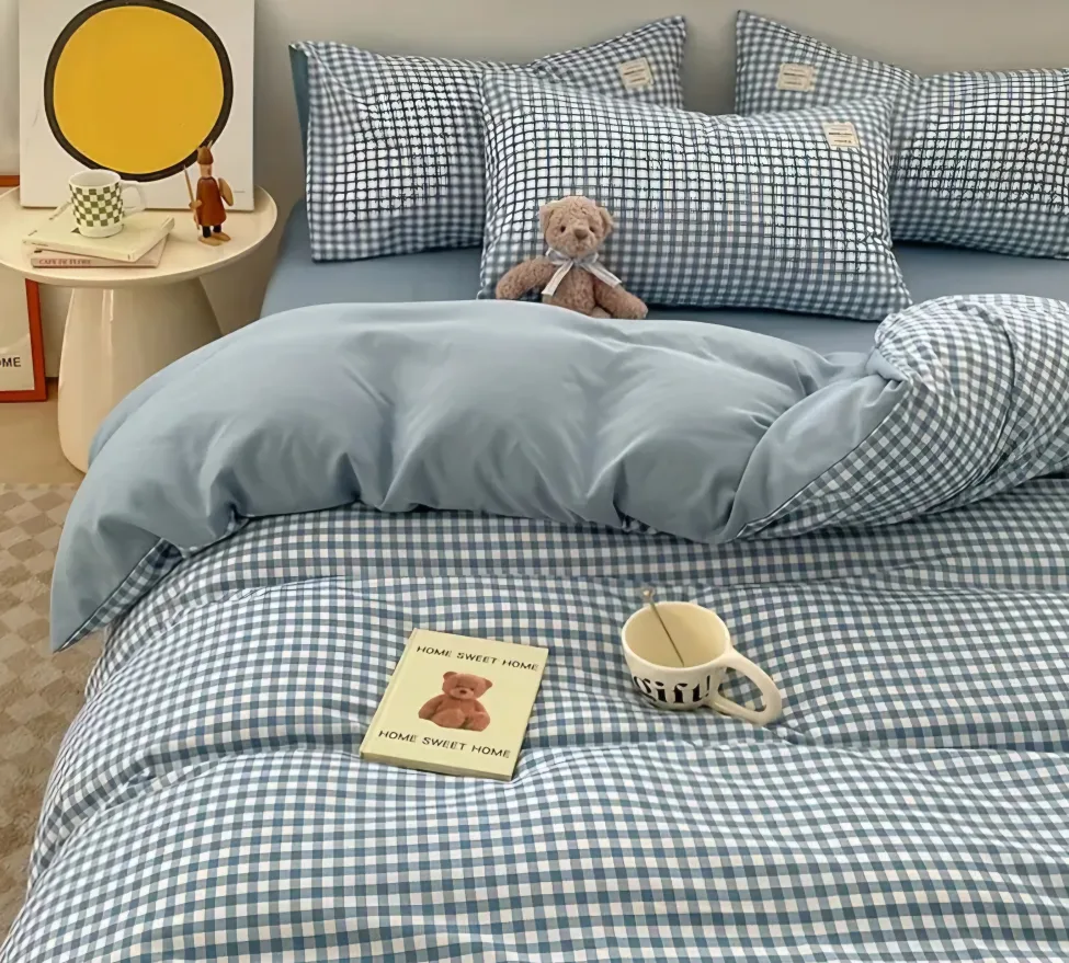 Blue check duvet cover Set - Queen Size image indicator(5)