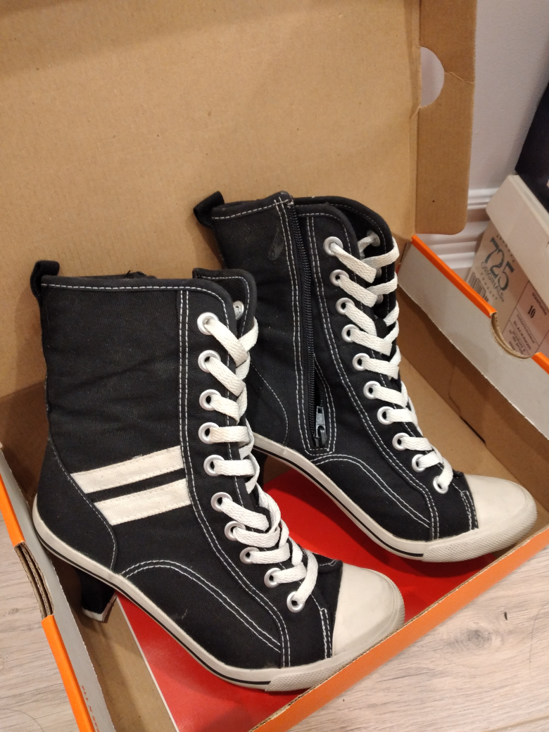 Black Canvas High Top Wedge Sneakers
