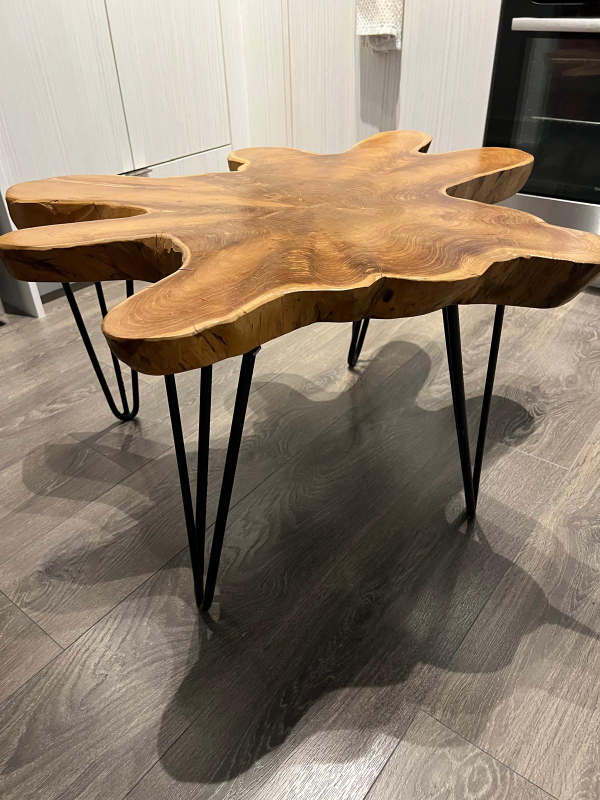 Unique Live Edge Coffee Table with Black Hairpin Legs