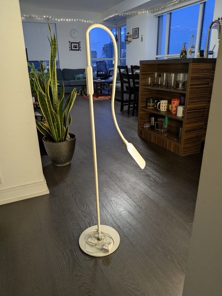 White LED Floor Lamp with Adjustable Arm