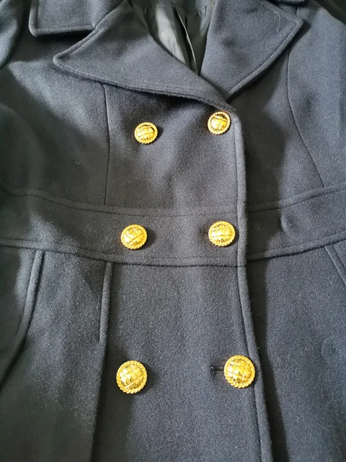 Grace Karin Navy Blue Double-Breasted Peacoat - Size Medium image indicator(3)