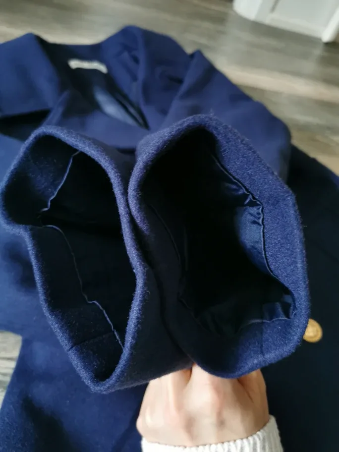 Grace Karin Navy Blue Double-Breasted Peacoat - Size Medium image indicator(4)