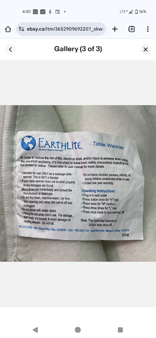 Earthlite Massage Table Warmer with Fleece Pad image indicator(2)