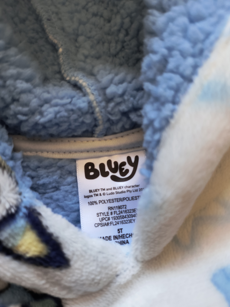 Bluey Fleece Hoodie Size 5T - photo 2