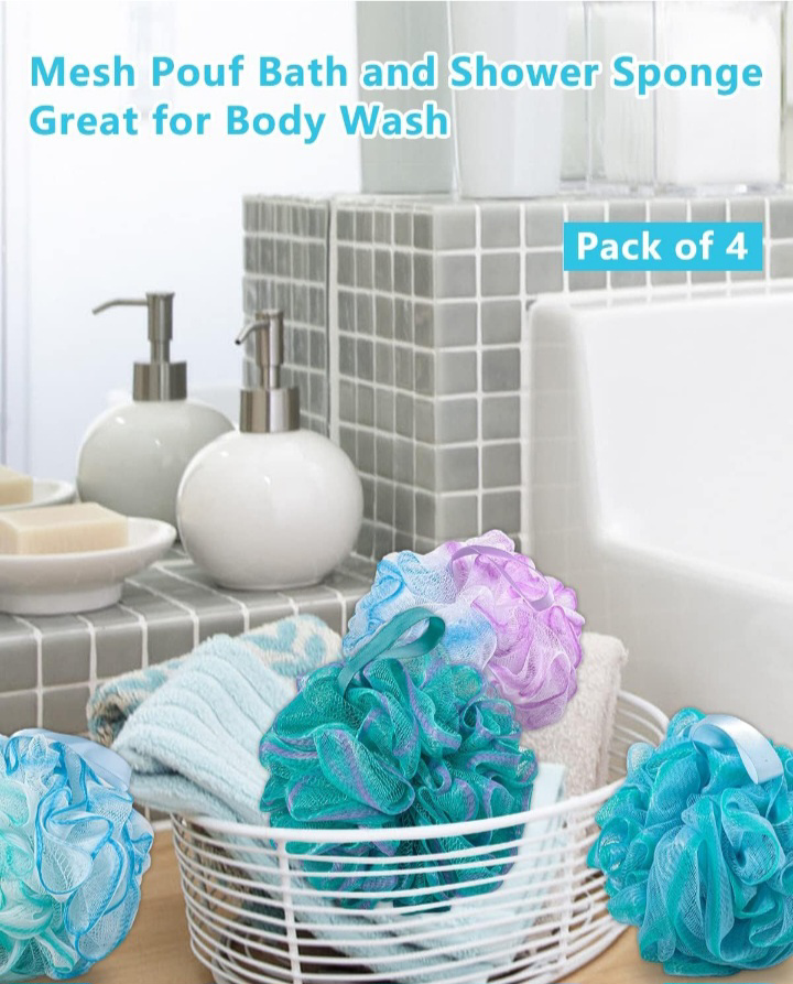 NEW!   Shower Sponges - Pack of 4  (Loofah Sponges) - photo 2
