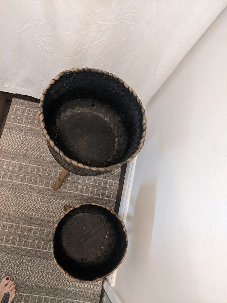 Brown Wicker/Wood Pair of Plant Stands image indicator(2)