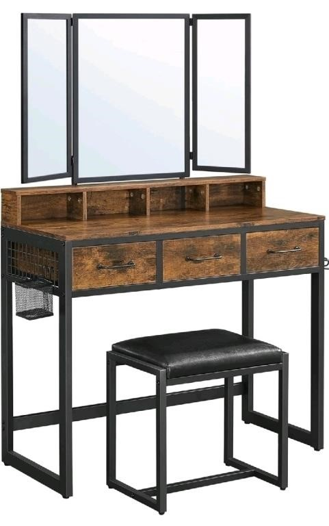 VASAGLE Vanity Set with Mirror and Stool