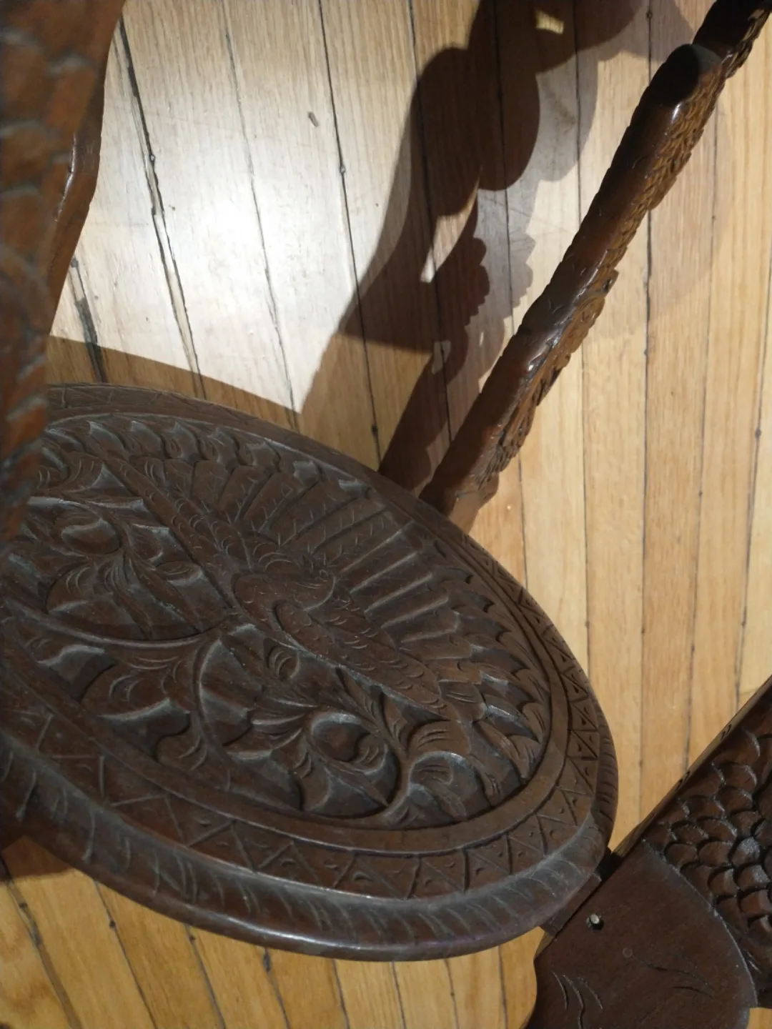 Antique Hand-Carved Phoenix Wooden Table image indicator(5)