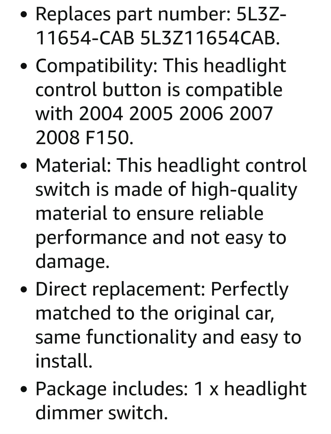 HEADLIGHT SWITCH for FORD F150, 2004 to 2008 image indicator(9)