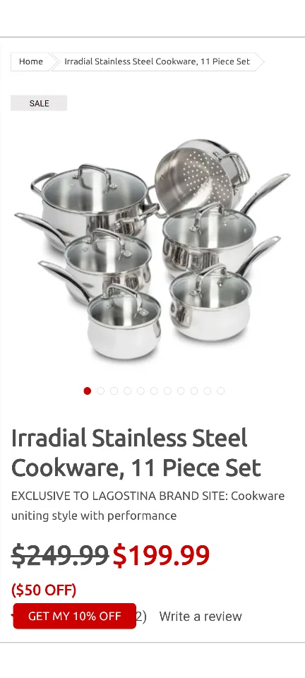 Lagostina 11-Piece Stainless Steel Cookware Set image indicator(3)