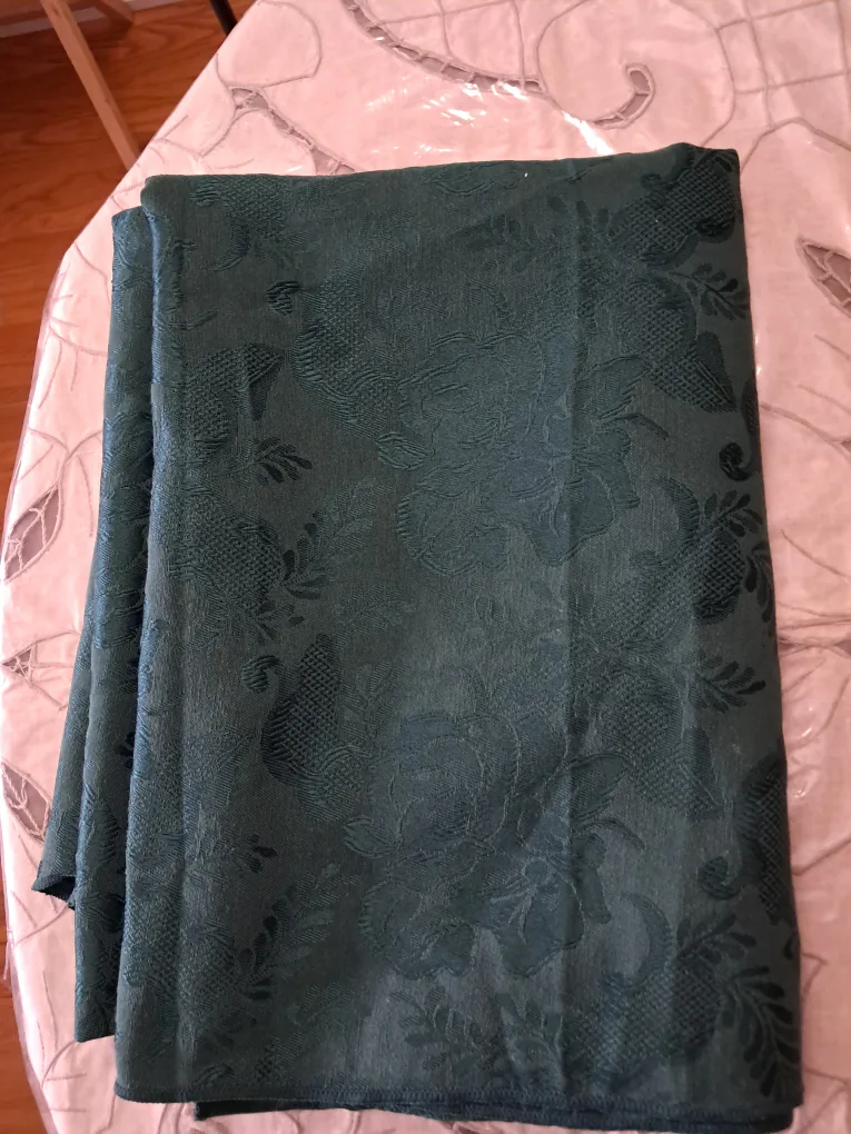 🏈Oblong Dark Teal Round Tablecloth image indicator(2)