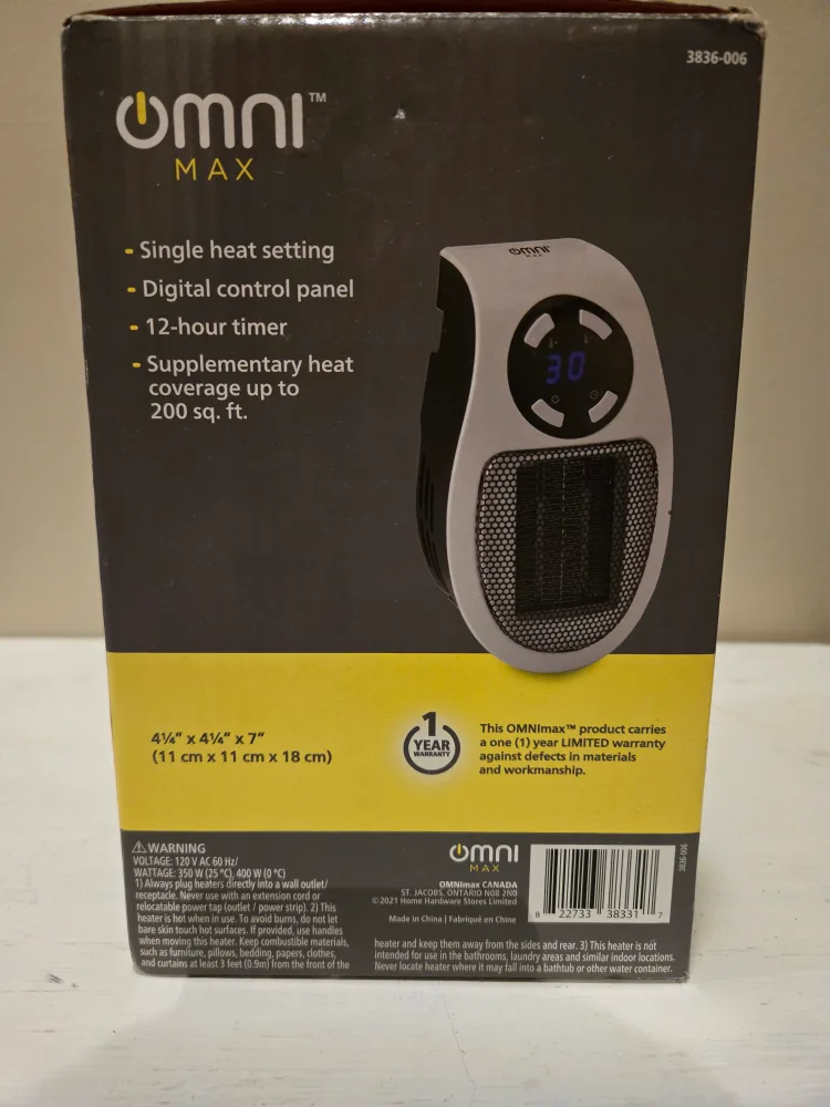 Omni Max Plug-in Heater - New in Box image indicator(2)
