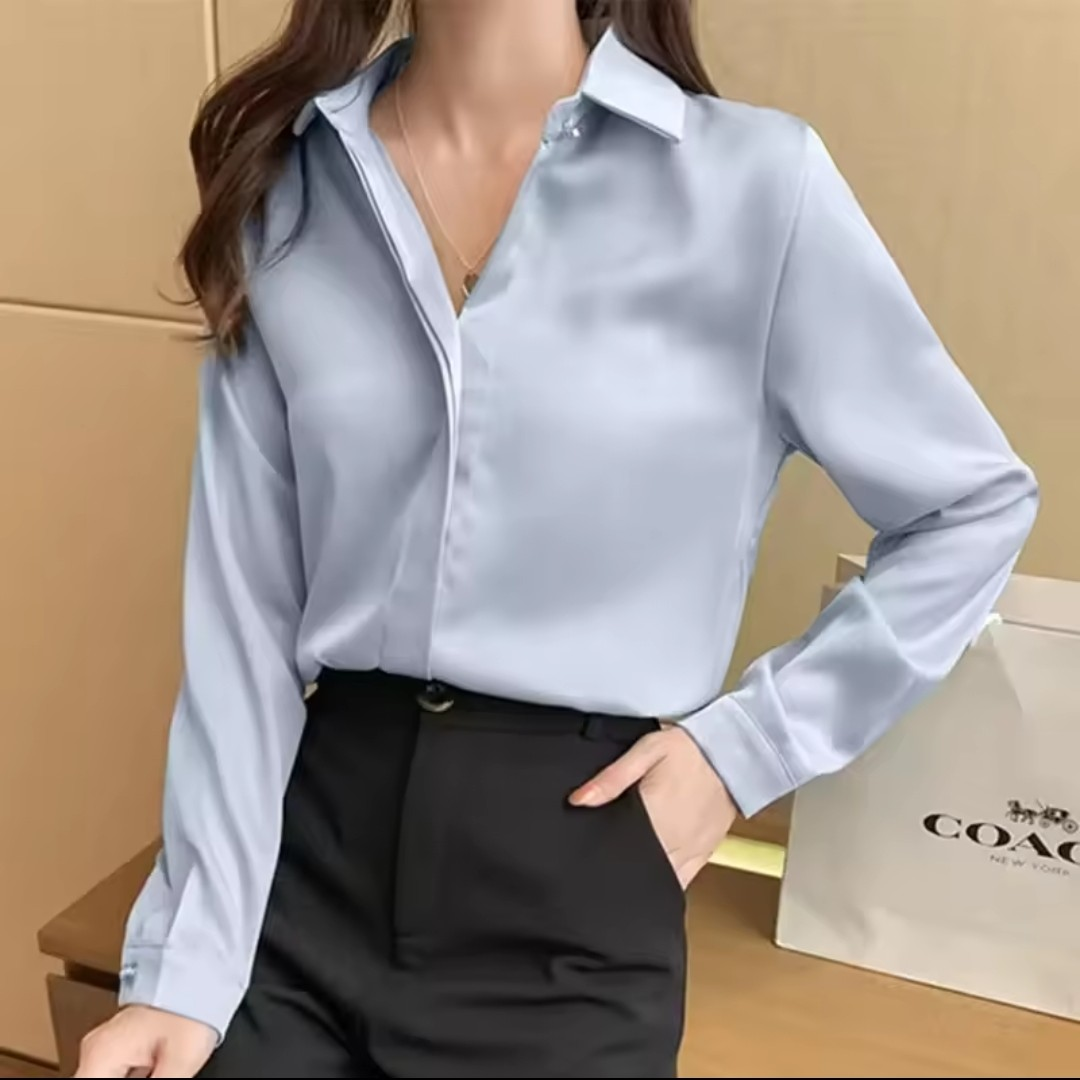 Light Blue Satin Blouse