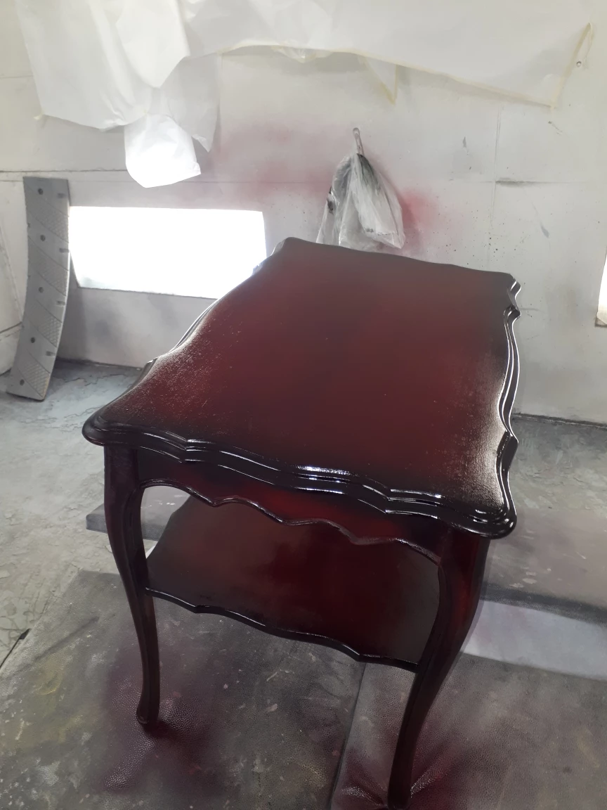 Dark Red Painted End Table