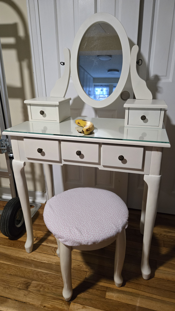 White Vanity Set with Mirror and Stool - photo 4