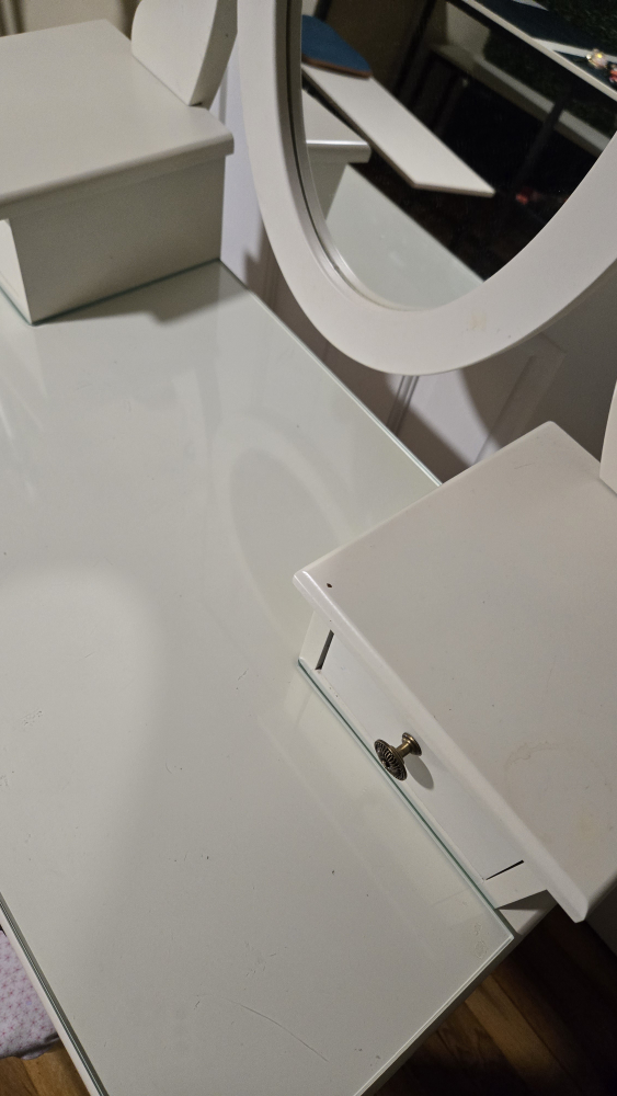 White Vanity Set with Mirror and Stool - photo 5