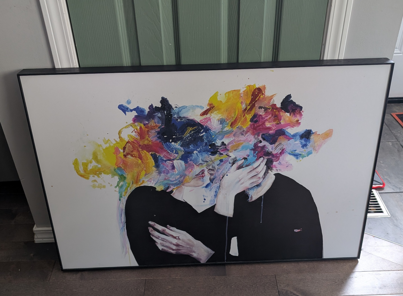 Large Abstract Canvas Print - Couple in Embrace