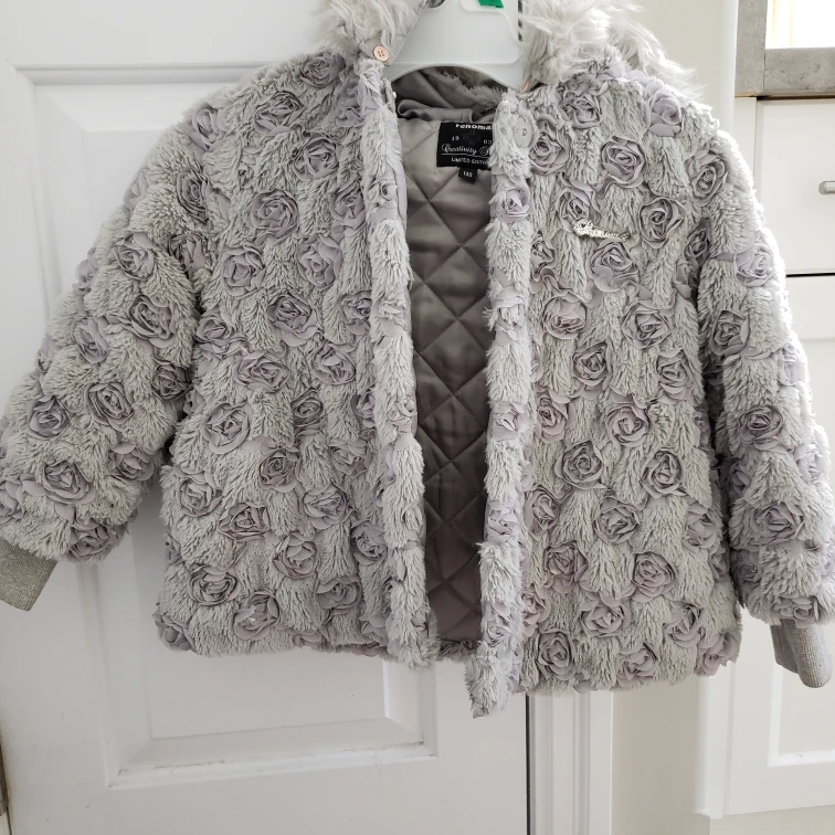Adorable girls' rose-patterned winter coat 5t