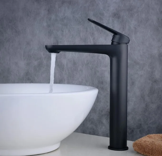 New Black Single Hole Bathroom Faucet image indicator(2)