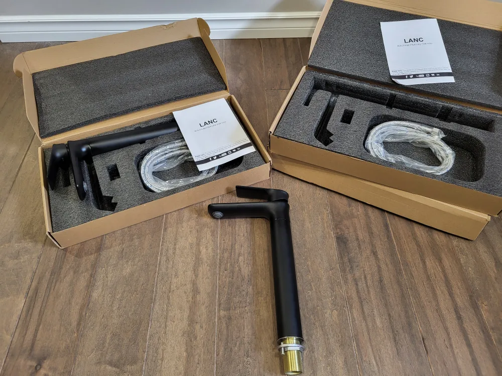 New Black Single Hole Bathroom Faucet image indicator(4)