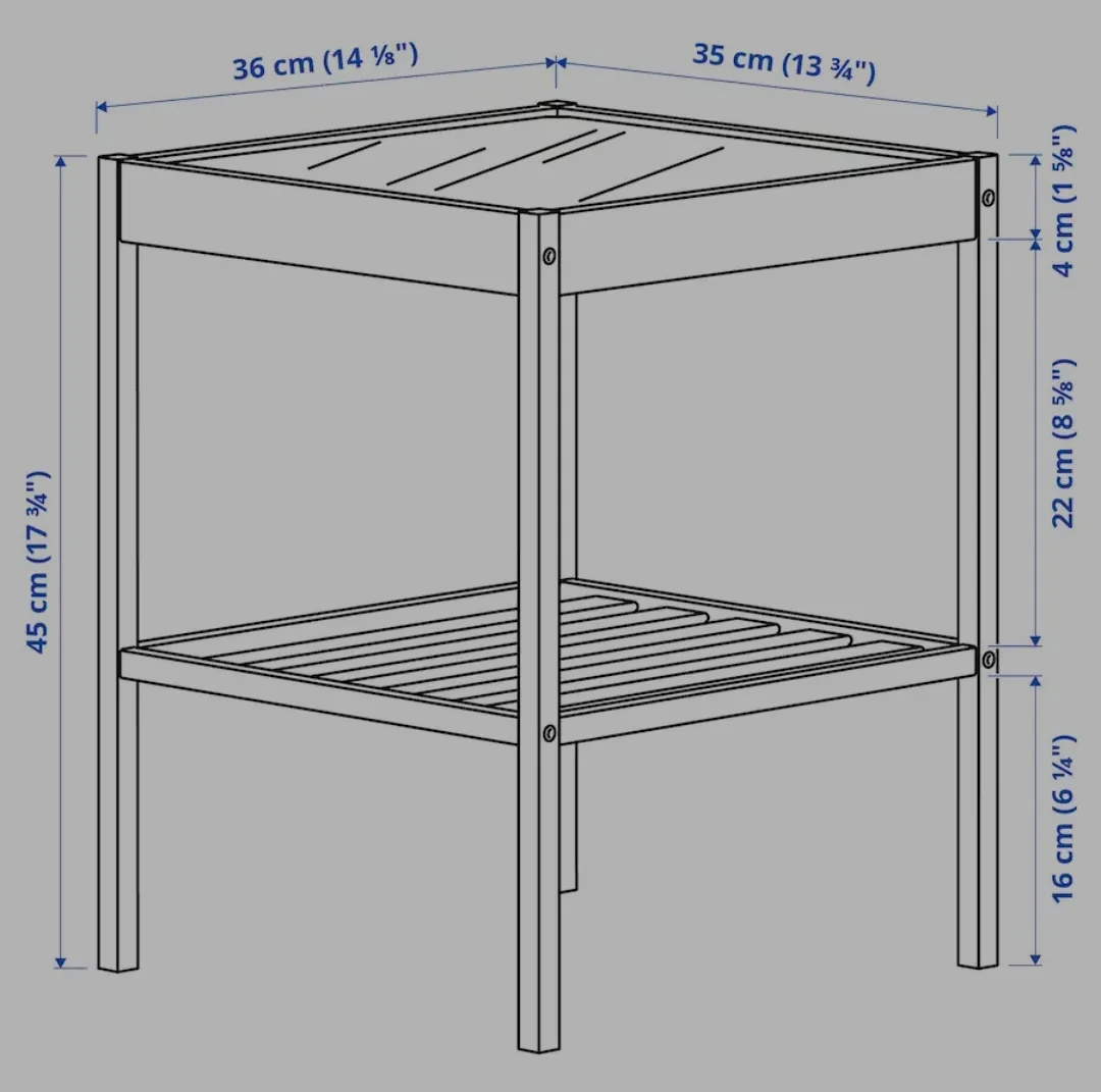 IKEA NESNA Nightstand/Side Table | 36x35x45 cm | Bamboo, Glass image indicator(4)