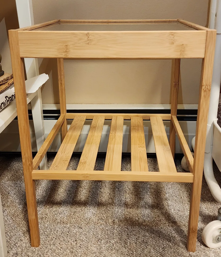 IKEA NESNA Nightstand/Side Table | 36x35x45 cm | Bamboo, Glass image indicator(6)