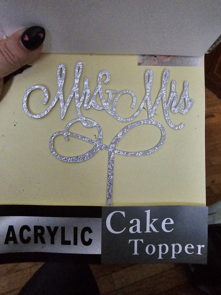 Silver Glitter Miss & Mrs Acrylic Cake Topper