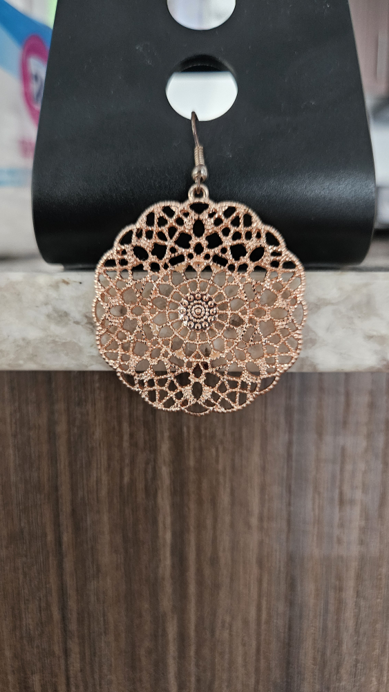 Rose Gold Filigree Earrings - photo 2