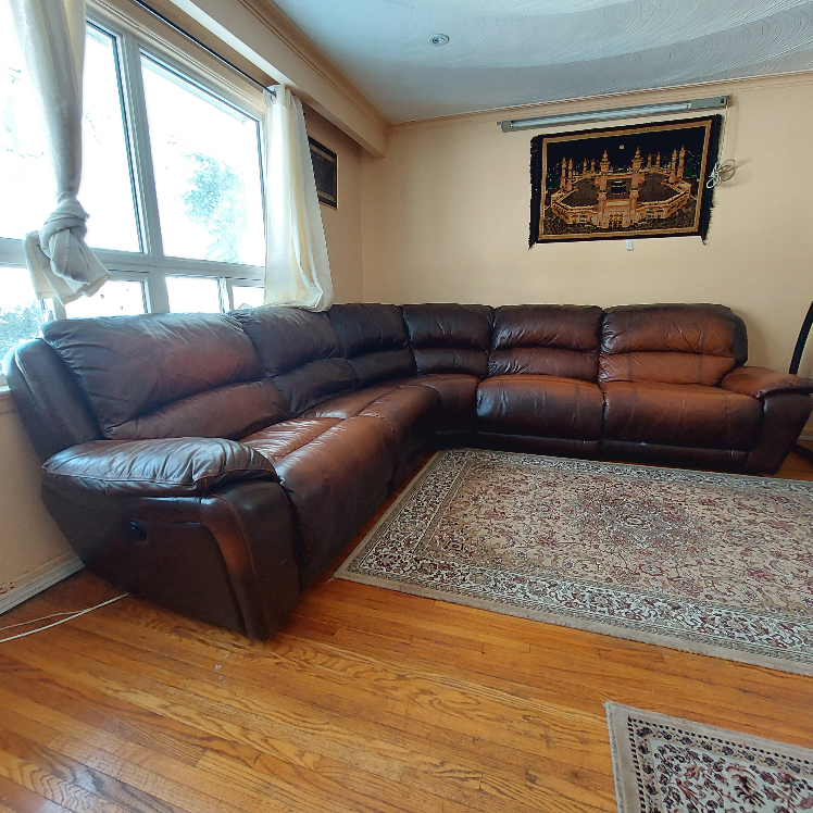 Brown Leather Reclining Sectional Sofa - photo 4