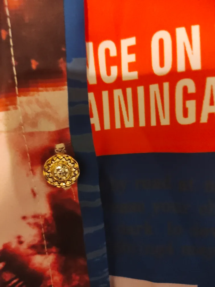 Unique Collage Print Button-Up Shirt with Chain Detail image indicator(4)