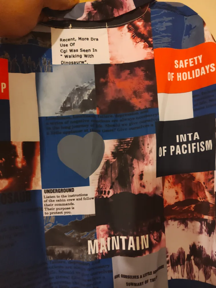 Unique Collage Print Button-Up Shirt with Chain Detail image indicator(7)