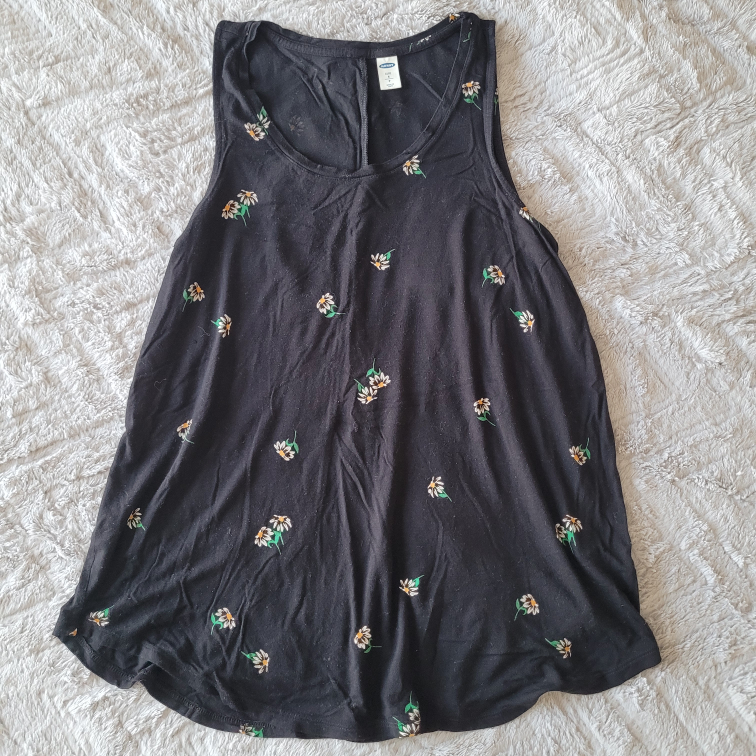 Old Navy Black Daisy Tank Top, Size Small