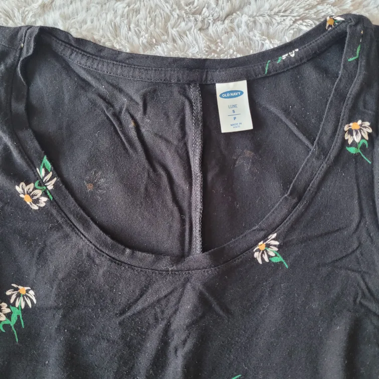 Old Navy Black Daisy Tank Top, Size Small image indicator(2)
