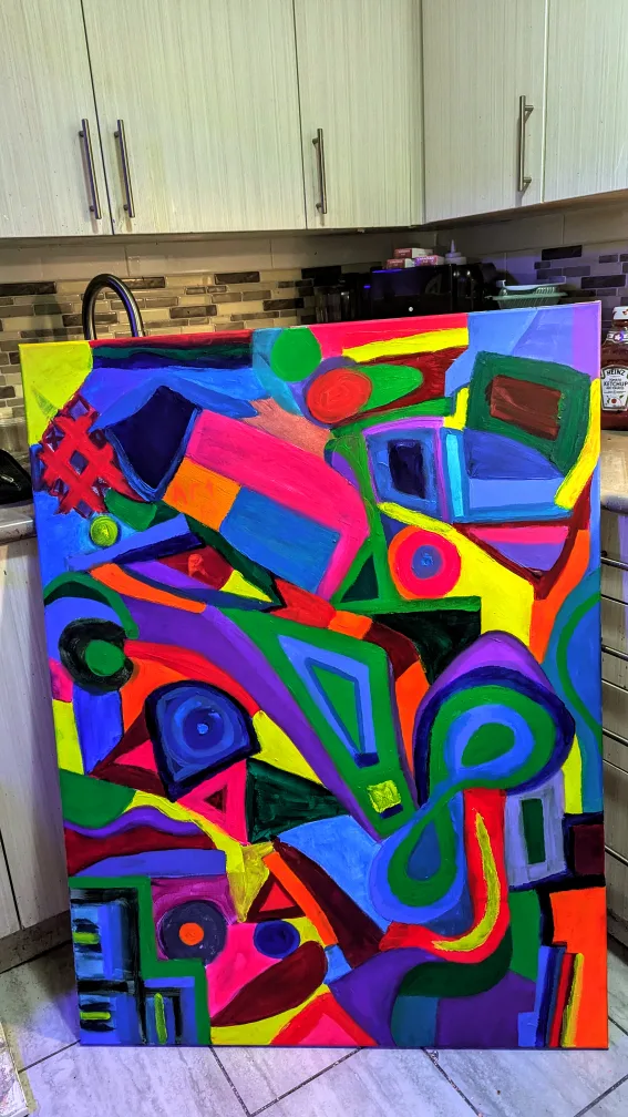 Neon Abstract Canvas Painting Named # many faces thumbnail