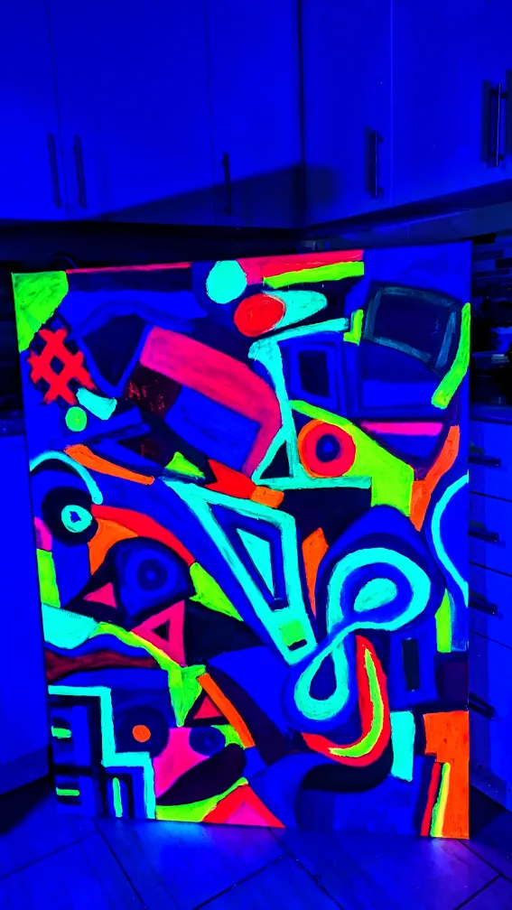 Neon Abstract Canvas Painting Named # many faces image indicator(2)