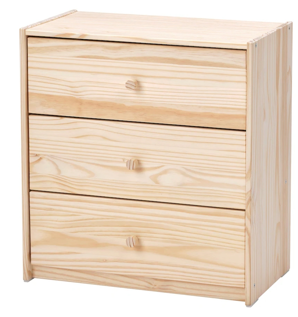 IKEA Three-Drawer Pinewood Chest