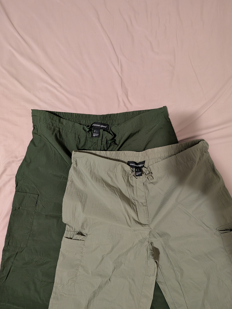 Two pairs of women's Parachute drawstring cargo pants