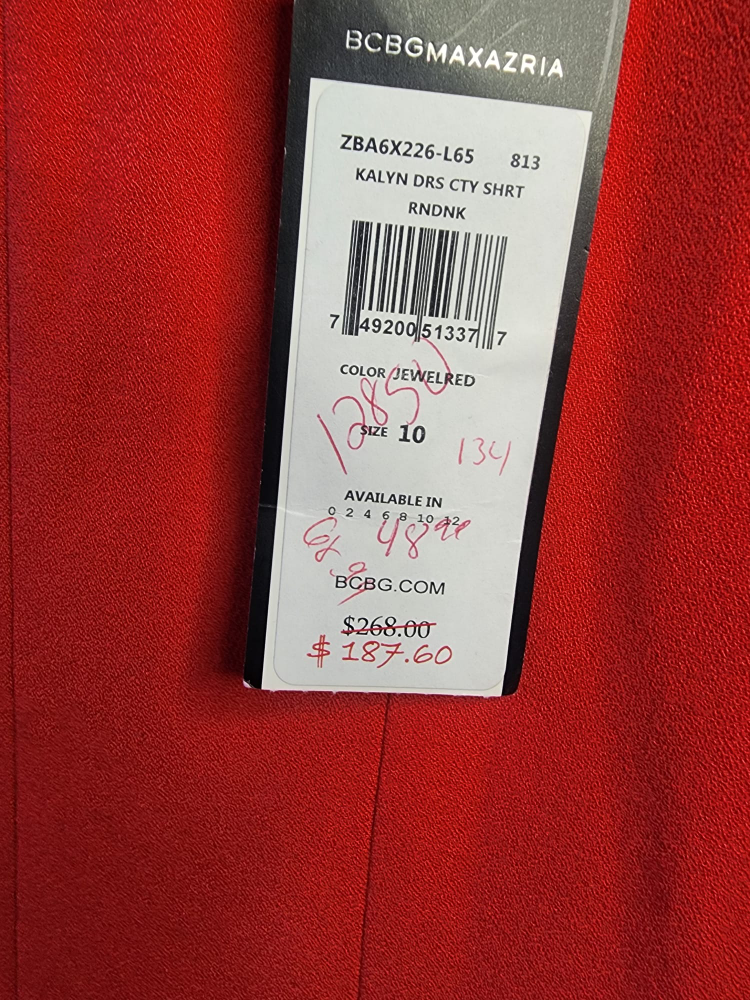 BCBGMAXAZRIA Red Sleeveless Fit and Flare Dress - Size 10 - photo 3