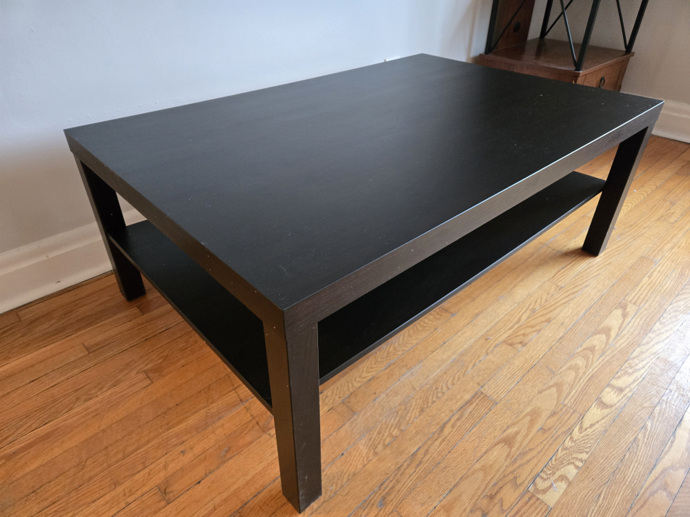 Black IKEA Coffee Table with Shelf