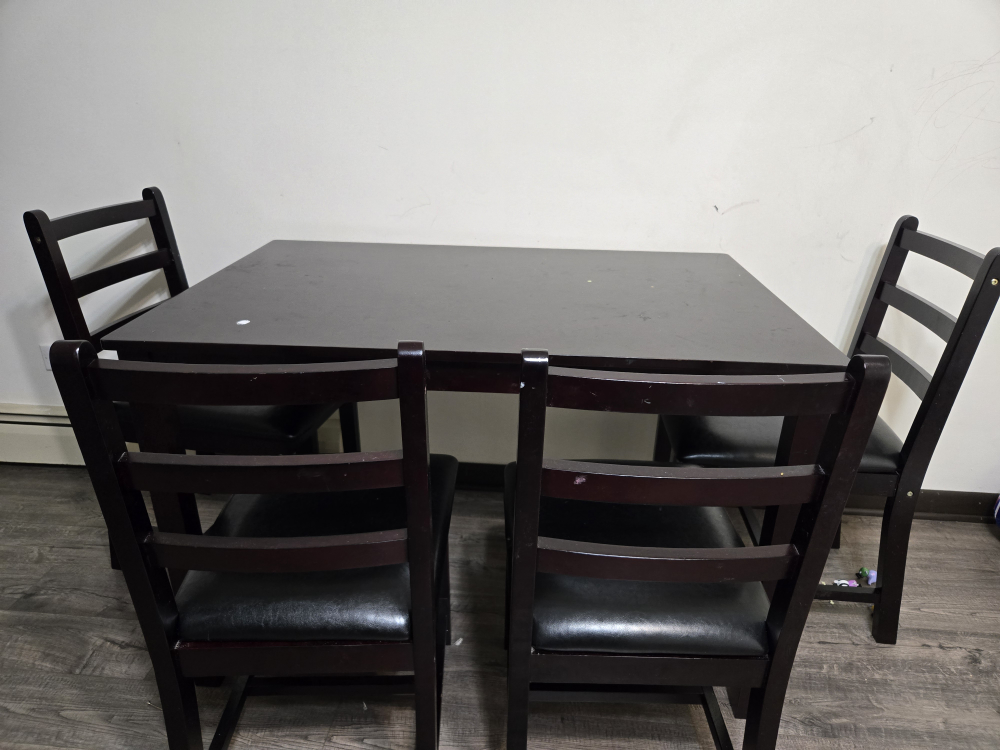 5-Piece Dark Brown Wooden Dining Set - photo 3