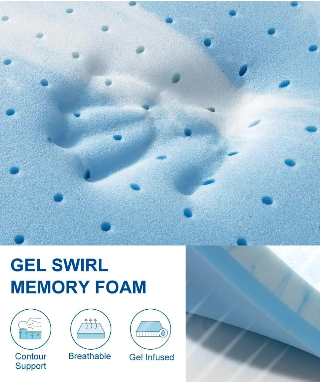 BedStory Mattress Topper Queen, 3" Memory Foam image indicator(4)