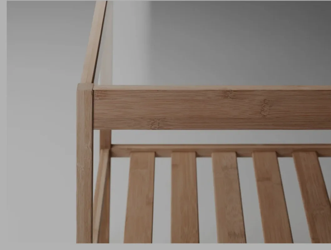 IKEA NESNA Nightstand/Side Table | 36x35x45 cm | Bamboo, Glass image indicator(3)