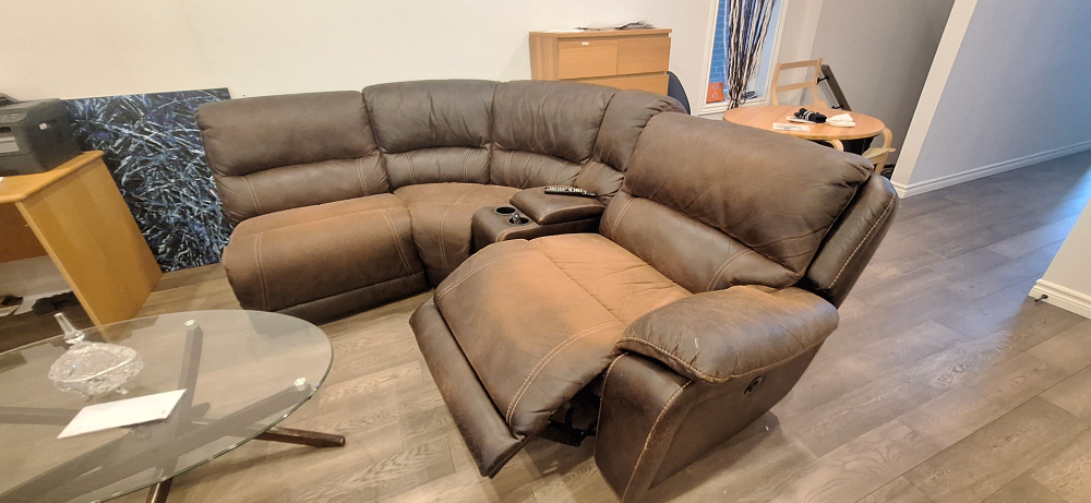 Brown Leather Reclining Sectional Sofa